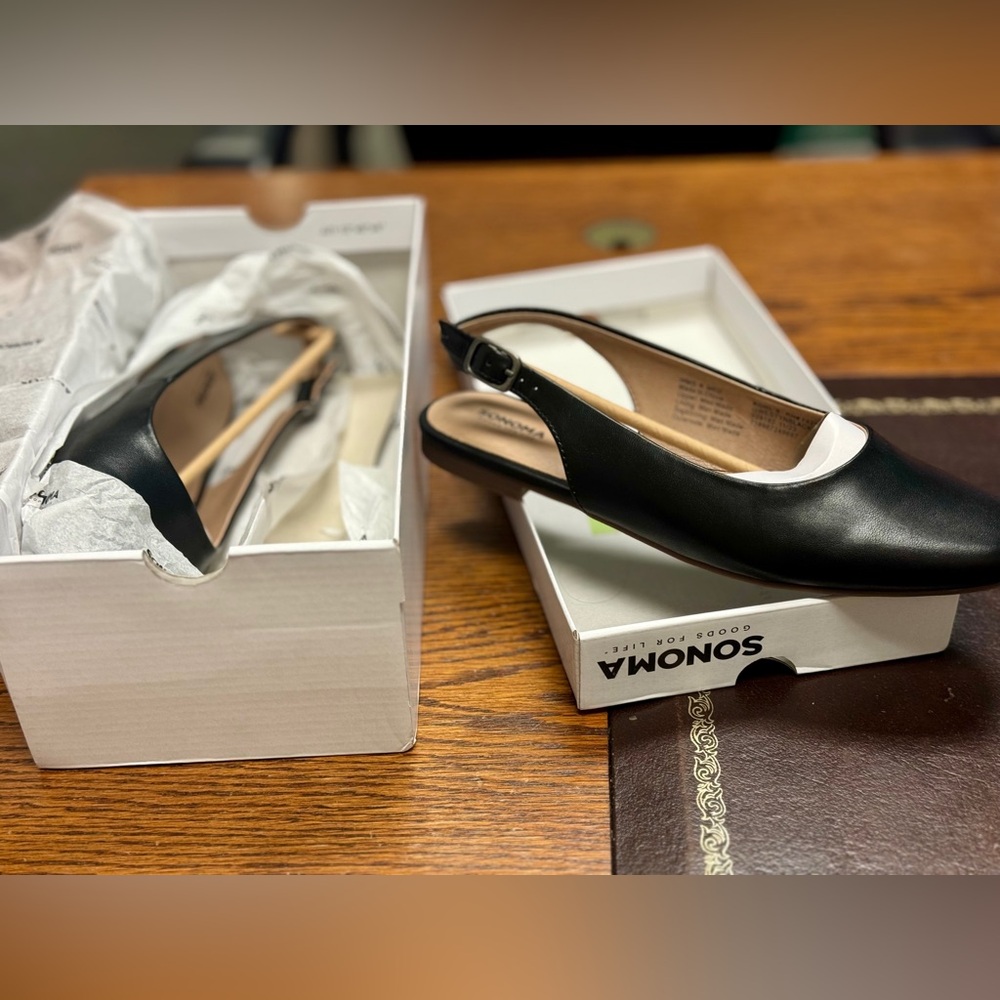 Women’s size 8 black sling back shoes- NEW in box - Picture 4 of 8